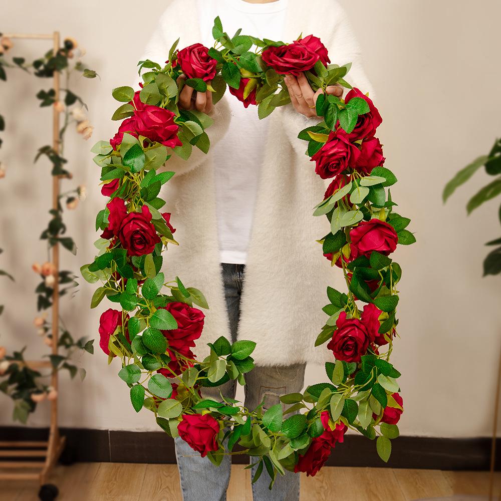 Artificial Rose Vine Wall Decor for Air Conditioner Pipes