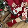 Songmu'S Ping An Xile Red Socks Polka Dot Medium Socks New Year'S Red Sox Niche Design Socks