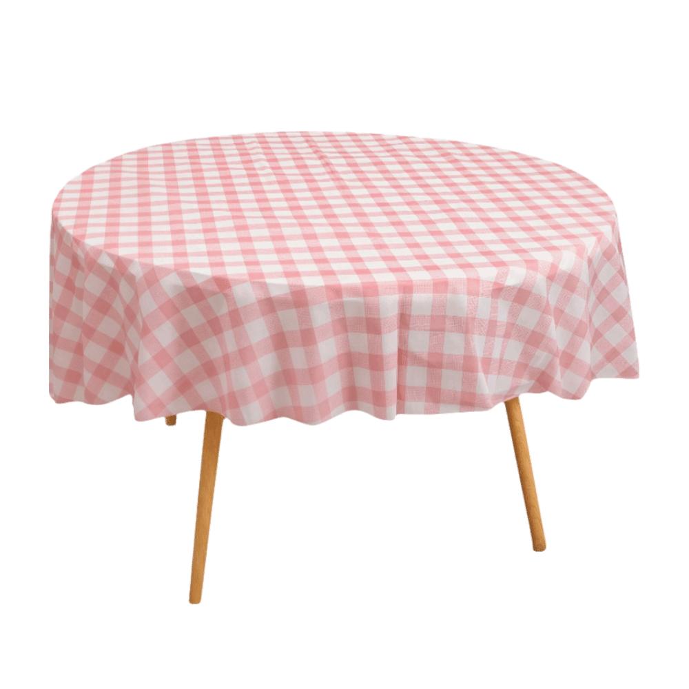 84 Inches Disposable Tablecloth Oil-proof Reusable Round Tablecloth Wrinkle-Free Waterproof Gingham Tablecloth Family Gathering светло-розовый