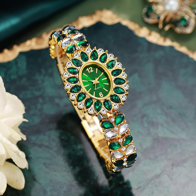 Ladies Watches, Bracelets, Handmade Colored Diamonds, Ethnic Style, Multi-Colored Rhinestones.