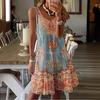 Nuovo Vestito Canotta Estivo Stampato da Donna Senza Maniche Scollo a V Moda Vestiti Stampati per le Vacanze