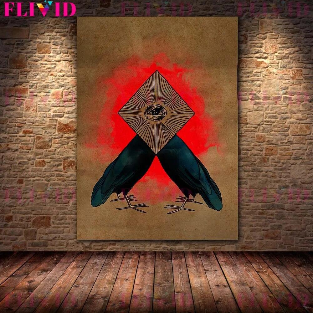 Vampire And Rose Wall Art Canvas Painting Illustration Of Ouroboros Witchcraft And Magic Poster And Print Home Decor No Frame