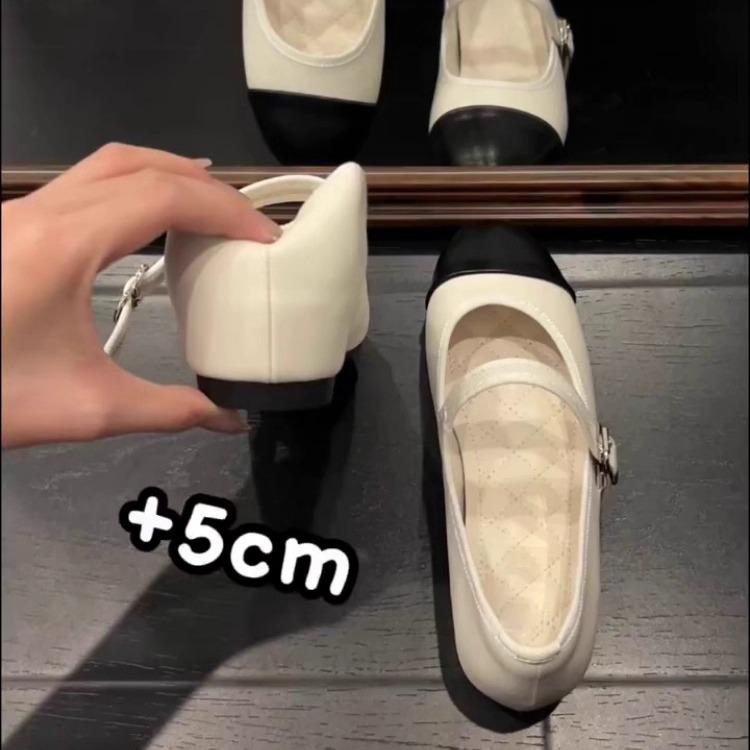 Inner Heightening Version~ Xiaoxiangfeng One-word Buckle Mary Jane Shoes 2025 French Round Head Color Matching Single Shoes Ballet Shoes