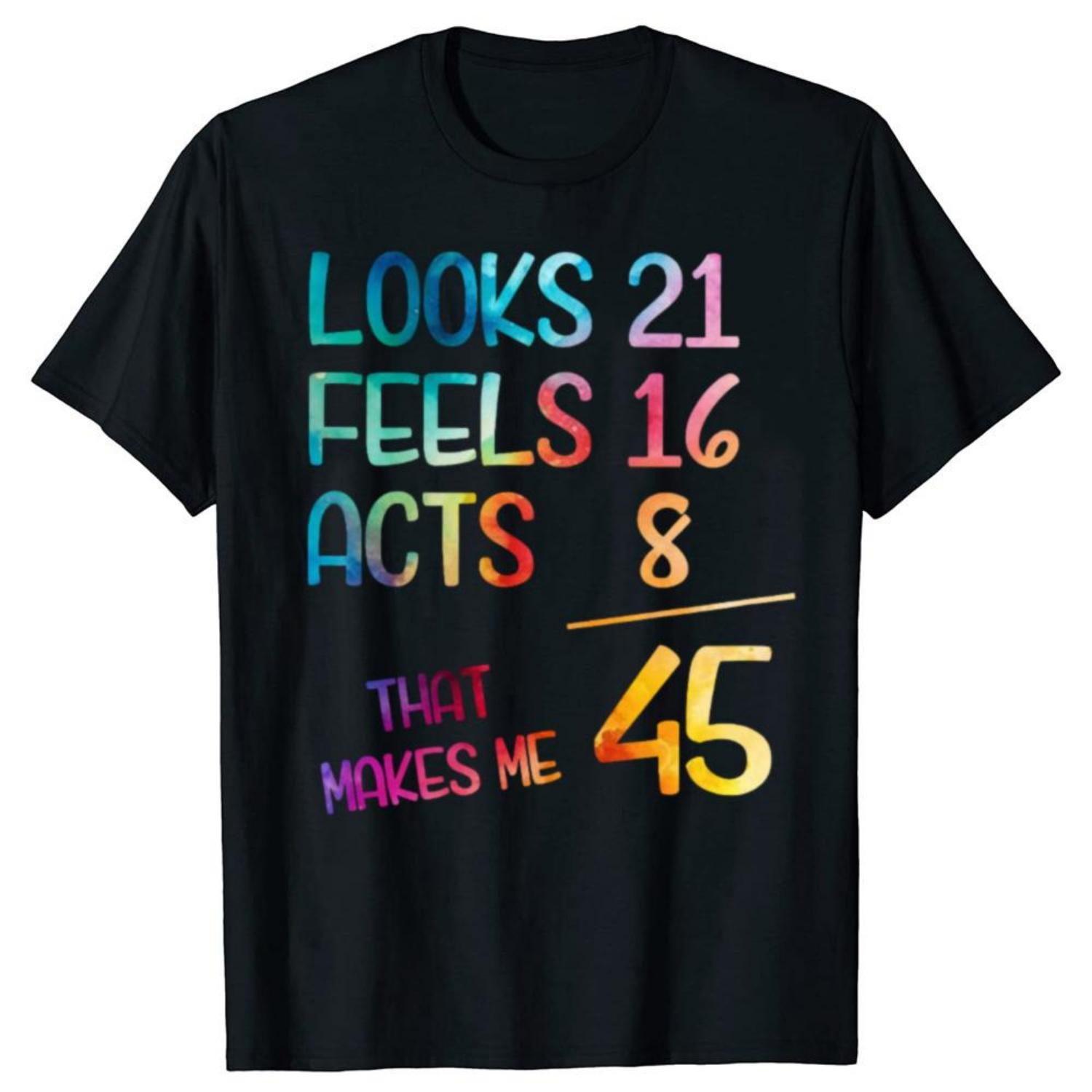 

Funny Birthday Gift 45 Year Old 45th Birthday Born In 1980 T-Shirt Unisex Style Shirts for Women Men Clothing Streetwear Y2k S чёрный