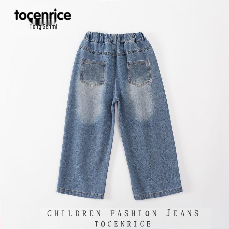 K-Pop Monster Hunter Hexe-flicka Barnjeans med rak passform och fleecefoder (Vår/Vinter 2025)