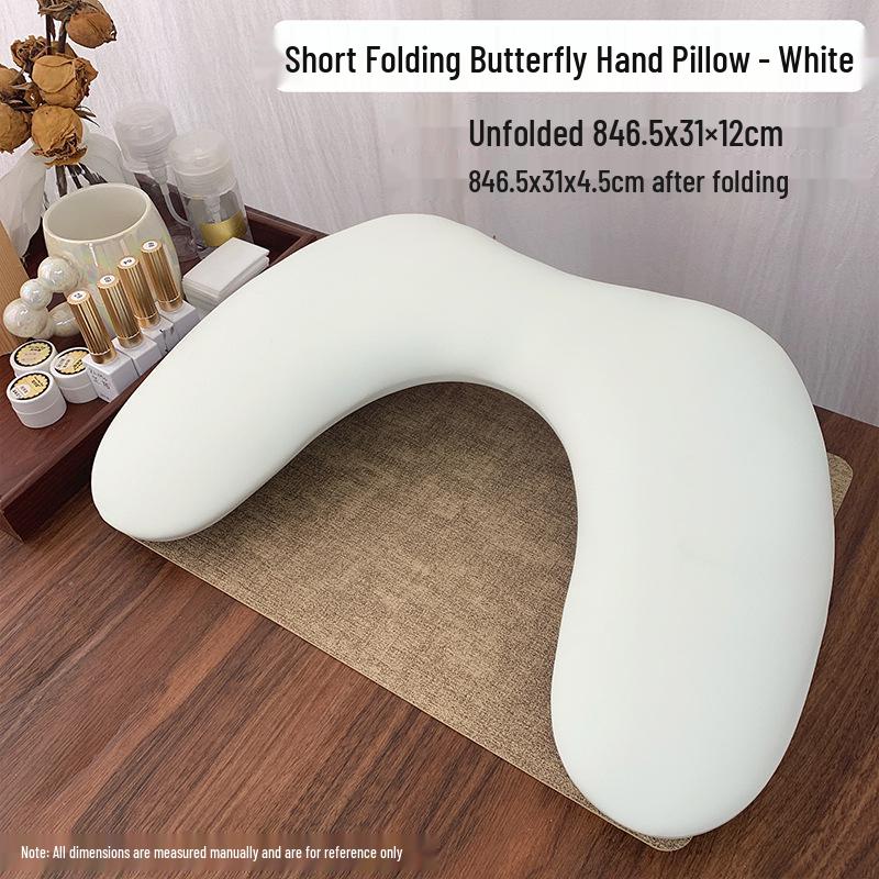 Russian-Style Foldable U-Shaped Leather Manicure Hand Rest with Butterfly Design