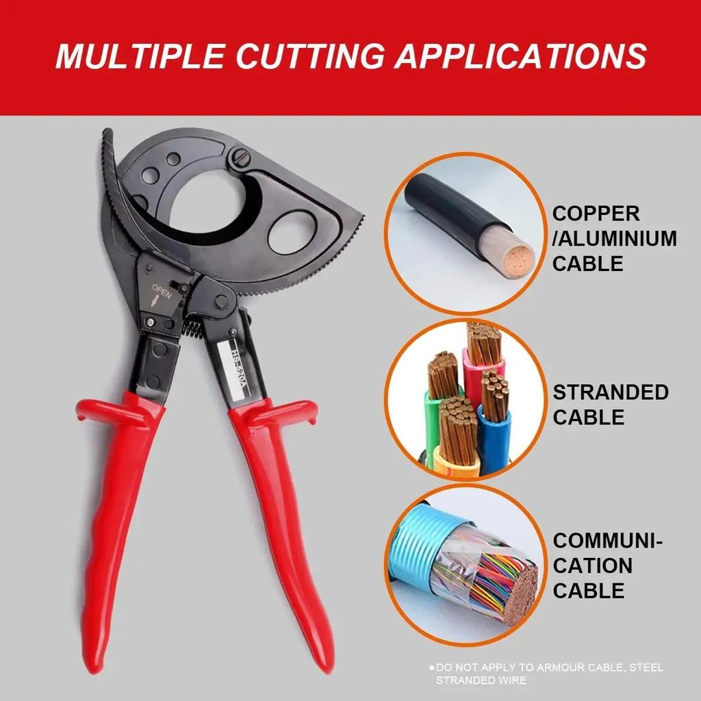 Heavy-Duty Ratchet Cable Cutter - For Aluminum/Copper Cables Up To 400mm² (Industrial/Commercial Use, Durable, High-Strength)