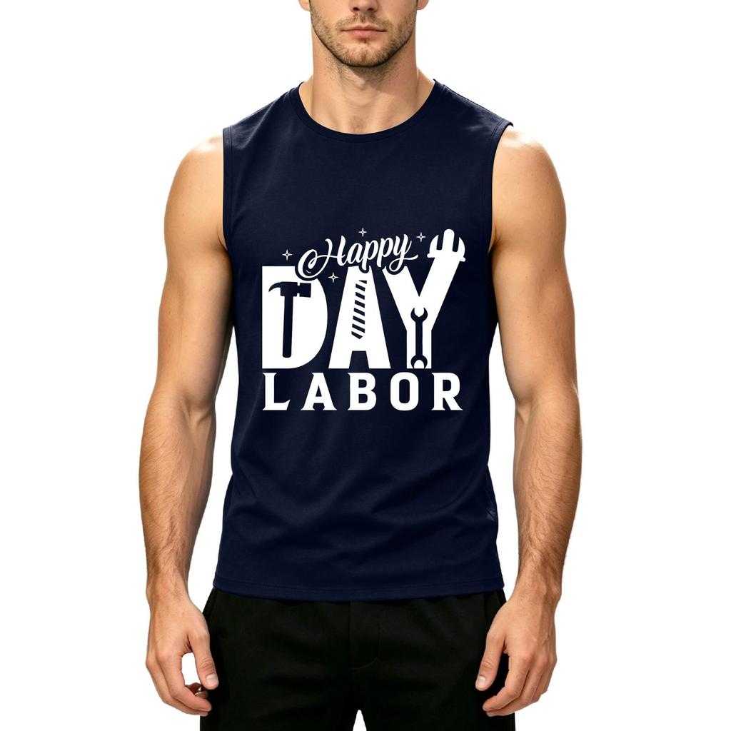 Men's Sleeveless Casual Tank Top Labor Day Graphic Print Lightweight Soft Fabric Summer Shirt