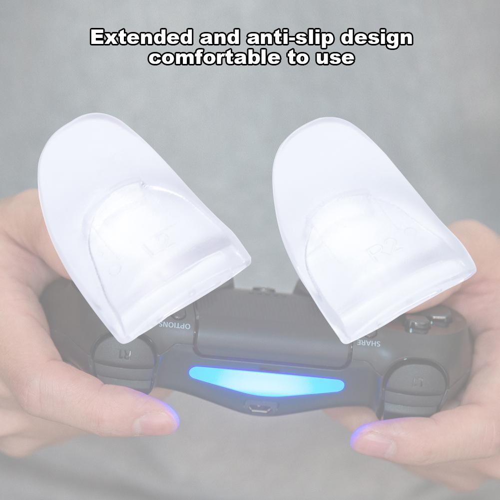 2 PCS  Set Durable R2 L2 Buttons Trigger Extender Extension for PS4 Controller (Transparent)