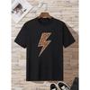 Summer Fashion Heavyweight Retro Men's Leopard Print Lightning 100% Cotton Printed Round Neck High-quality Casual Fitness