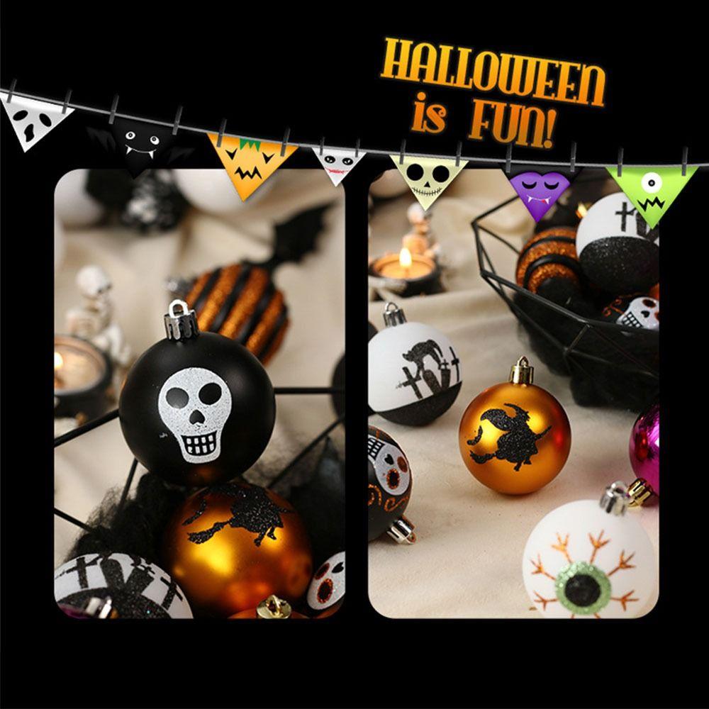 16Pcs/Set Plastic Halloween Hanging Ball Pendant 6cm Halloween Ball Ornament  Bar Mall Decoration