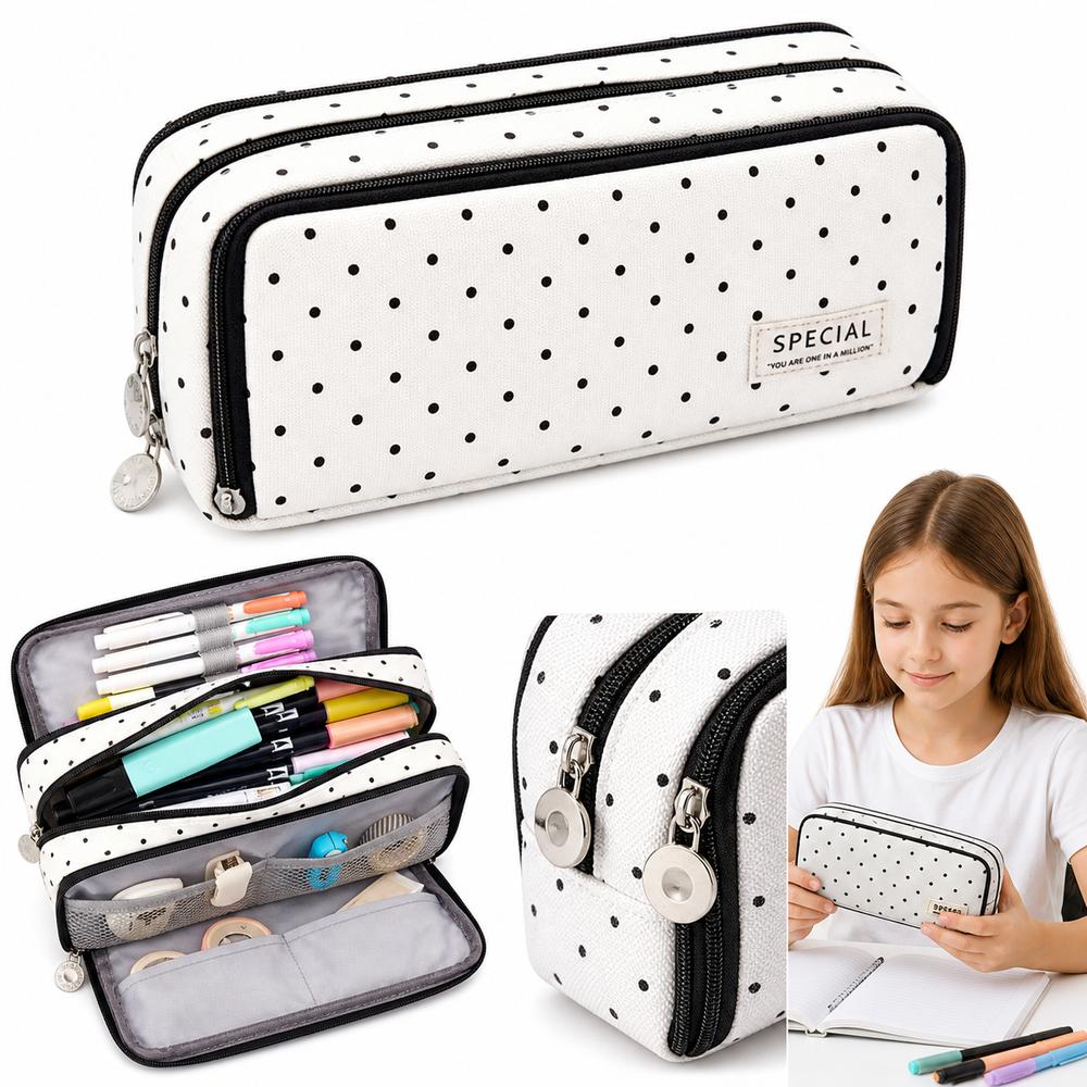 Mehrere Fächer Federmäppchen Polka Dot Federtasche Neue Schreibwaren-Tasche Schreibwaren-Aufbewahrung