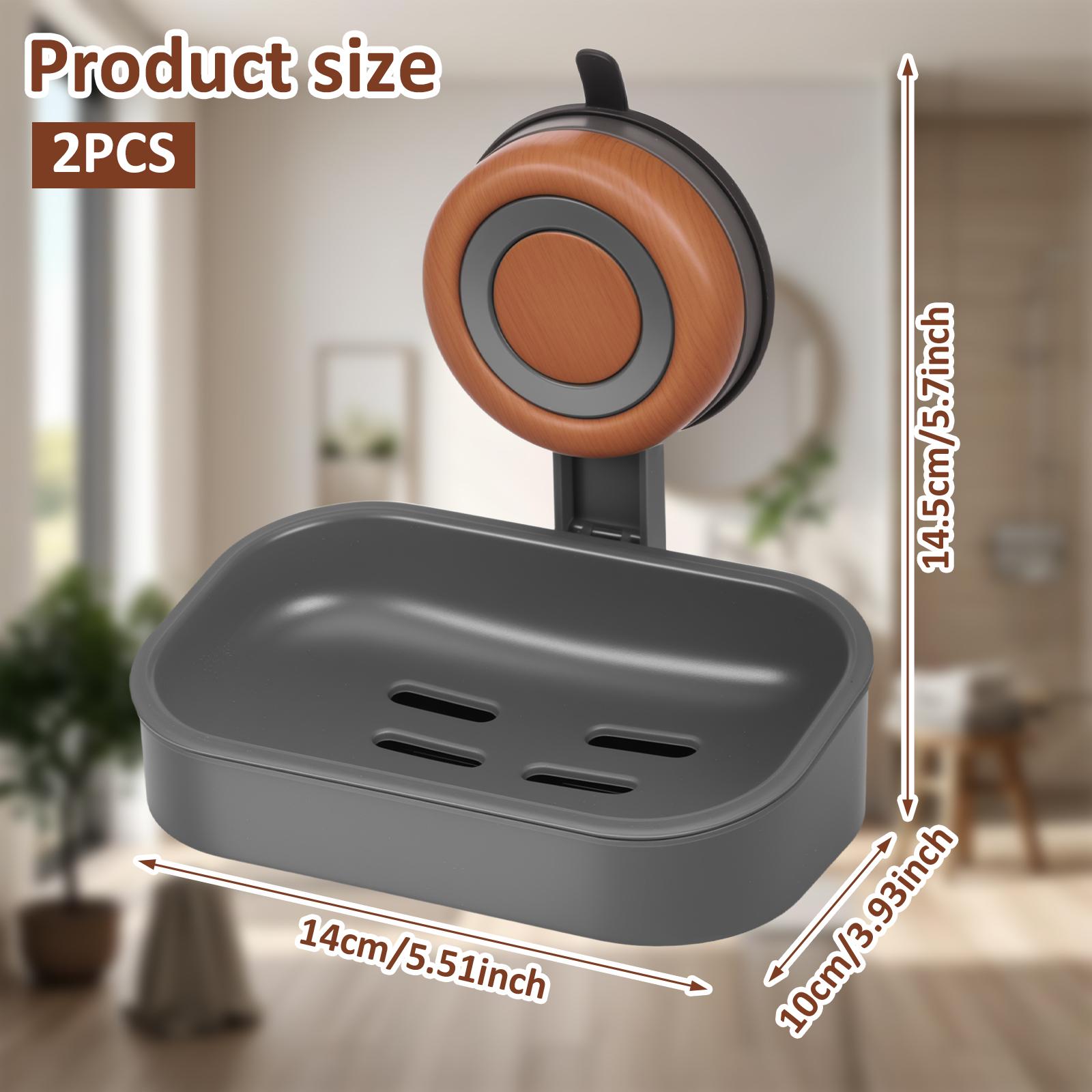 

2 Pcs Suction Cup Soap Dish Single/Double Layer Shower Soap Holder with Drainage Hole No Drilling Wall Mounted Sponge Holder