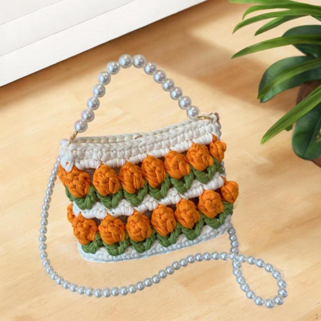 DIY Knitting Crochet Bag Kit Flower Hand Woven Handbag 7.09x2.76x5.12" Crossbody Girls Holiday
