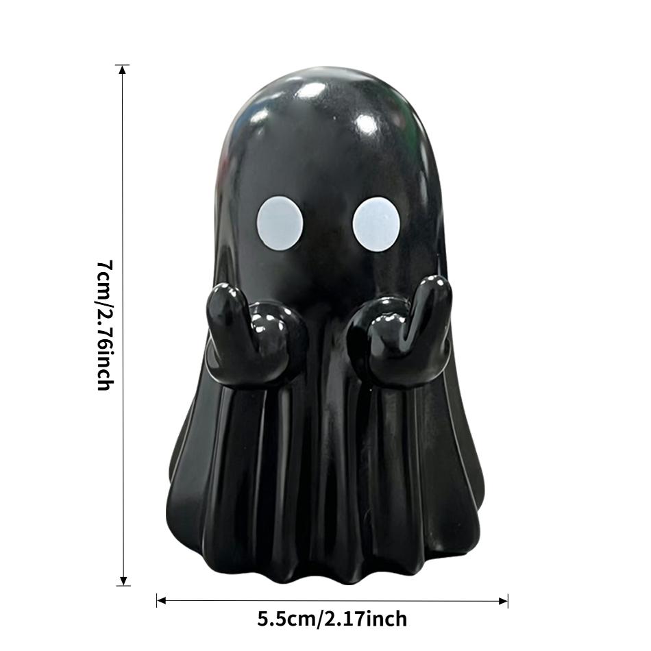 Hot New Arrival Cute Ghost Sculpture with Middle Finger Mini Halloween Desk Decor Funny Creative Novelty Gift for Office