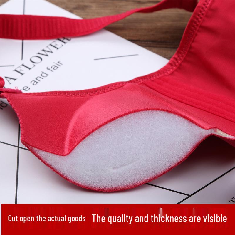 Thickened Seamless 8cm Bust Gathering Bra Set: Adjustable, Wire-free, Side Bust Control