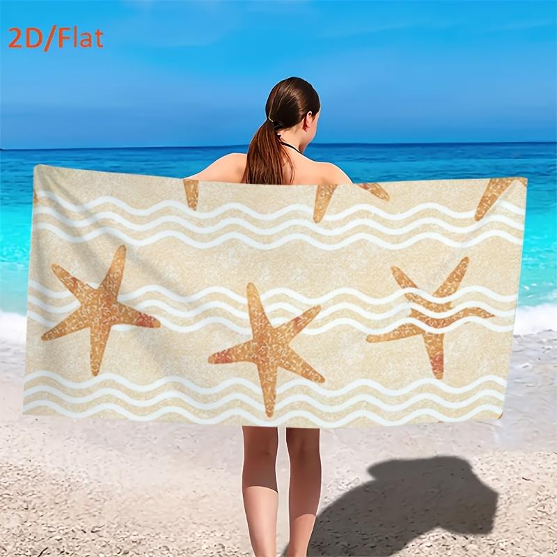 1pc 2D Flat "Ocean Style: Starfish Beach Towel - A Romantic  Essential!" Themed Beach Towel, Summer  Rectangular