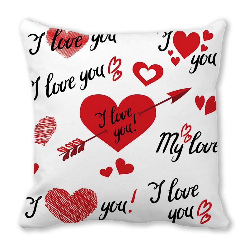 Creative Valentine's Day Happy Series Digital printing short plush pillow covers for car sofa office cushion cover home goods