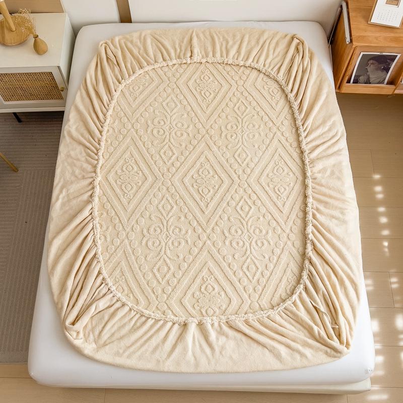Couvre-lit en velours gaufré 3D épais chaud en peluche drap-housse élastique antidérapant protège-matelas 90/120/150/180/220x200
