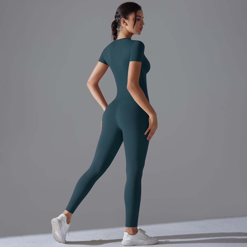 New Solid Color Double-sided Brushed Tight Fitting High Elasticity Breathable Yoga Suit Set For Running, Fitness, Sports, Yoga Suit For Women