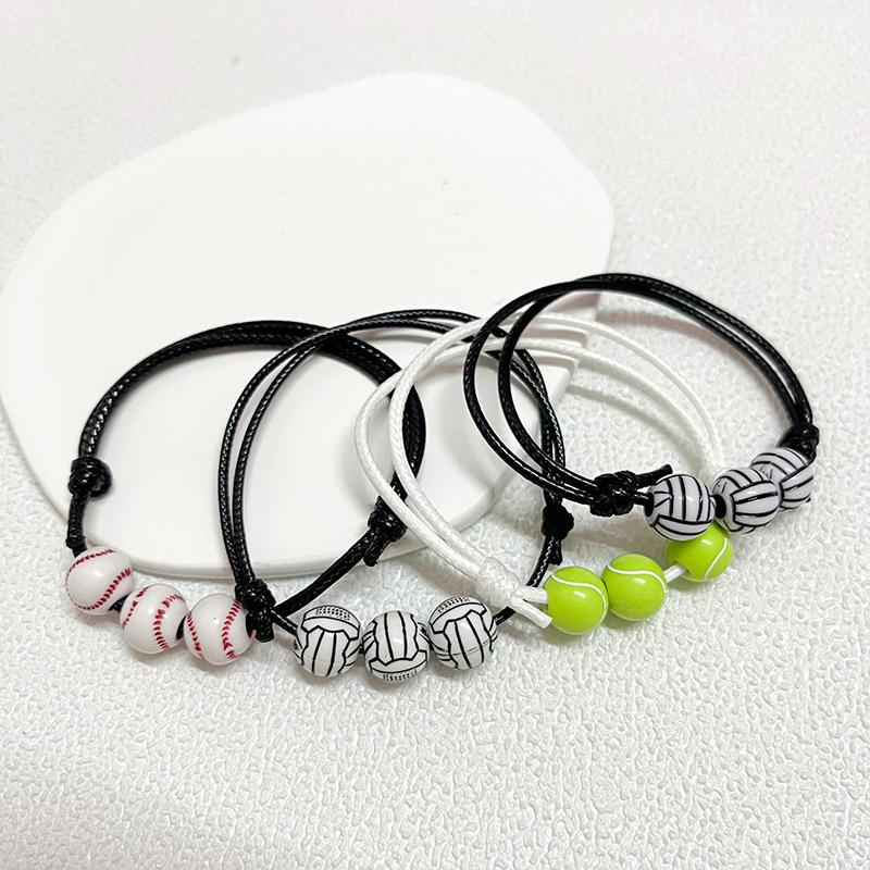 Customized Sports Bracelet - Wax Cord Woven: Basketball, Baseball, Tennis, Rugby, and Football Wristband Jewelry