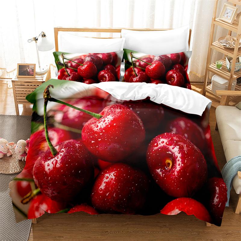 Sweet Cherry Bedding Set Lovely Kid's Duvet Cover Boys, Quilt Cover Girls Room Gorgeous Bedding King/Queen Duvet Cover Set