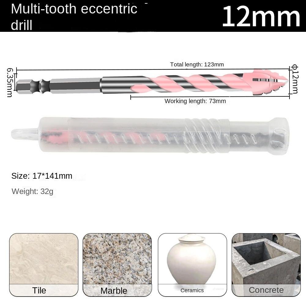 Vierschneidiger Exzenterbohrer Schräger Kopf Gezahnter Betonbohrer Satz Hohe Härte Sechskantschaft Bohrer Bohrwerkzeug