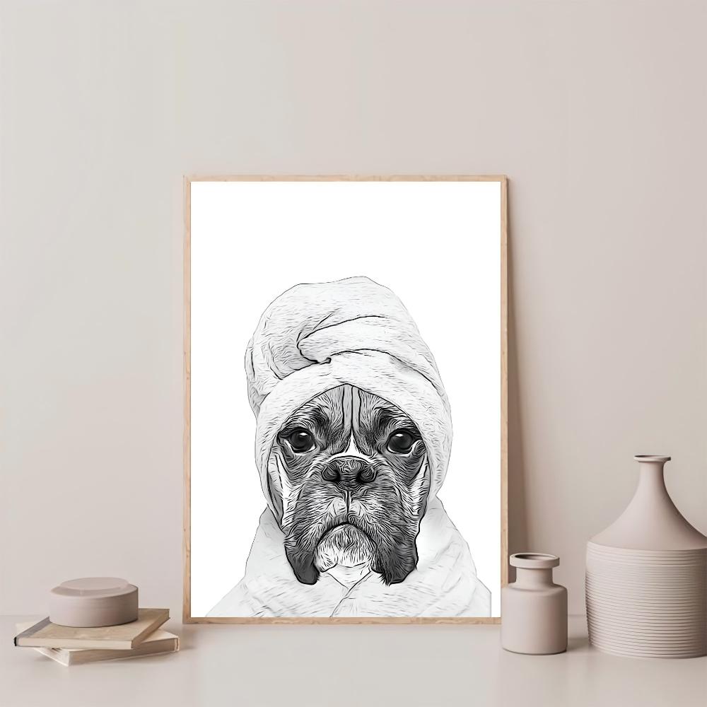 1pc Hot Funny Cat Giraffe Dog Elephant Toilet Paper Bathtub Poster HD Posters Home Room Bar Cafe Decor Art Wall Painting Picture