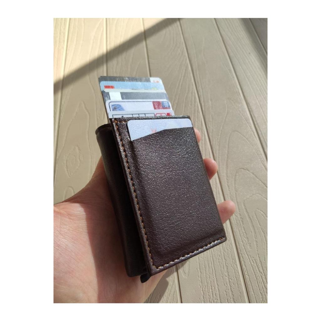 Kunstleder-Herrenmechanismus, veganes Leder-Kartenhalter-Portemonnaie-Portfolio, Lila