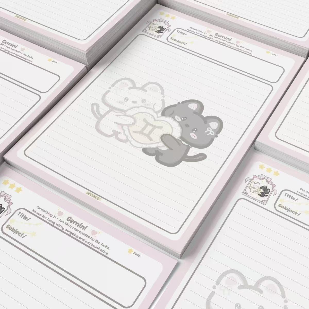 

Bow-Knot B5 Student Notebook with Sticky Notes - Cute Diary for College Students Gemini Cat Grid 1pc [30 sheets]