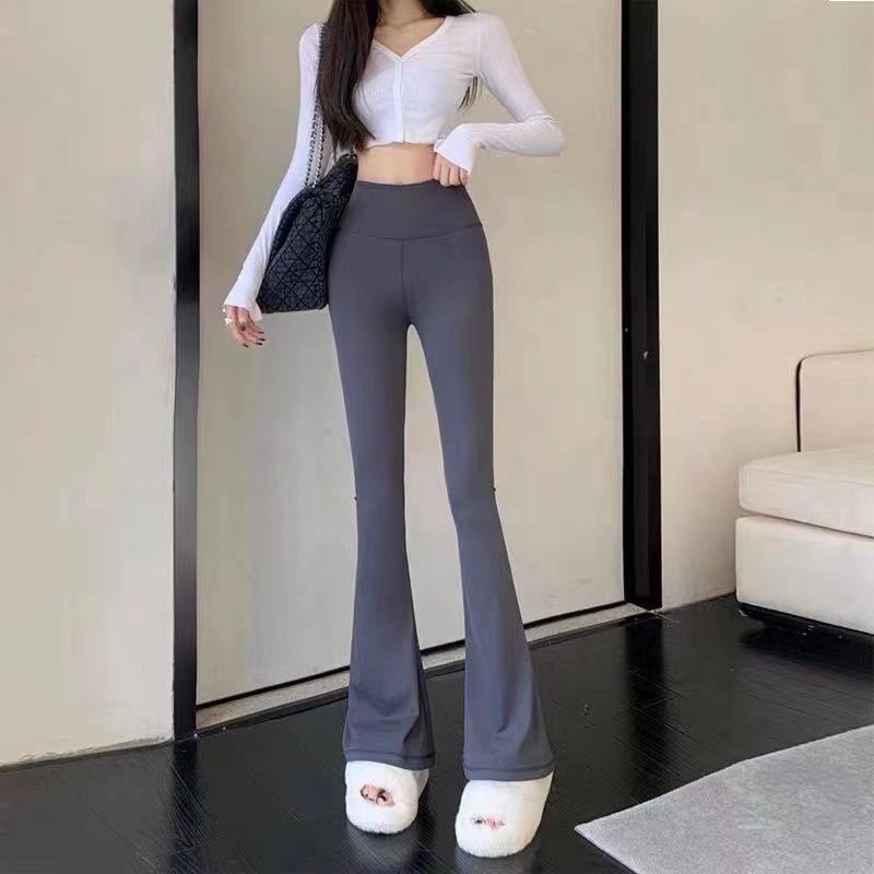 

Черные леггинсы бодикон с высокой талией и расклешенными штанинами для женщин - Весна и Осень M (80-100 jin)