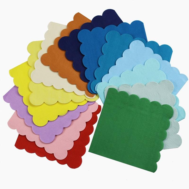 20pcs/pack 25x25cm Solid Color Lace Paper Disposable Napkins Cocktail Dinner Wedding Birthday Xmas Party Decoration