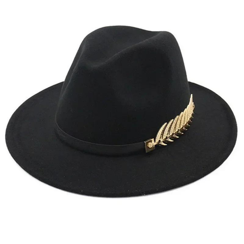 Simple Fashion Formal Occasion Couples Woolen Hats Large Brimmed Jazz Hats Autumn And Winter Fashion British Vintage Top Hats