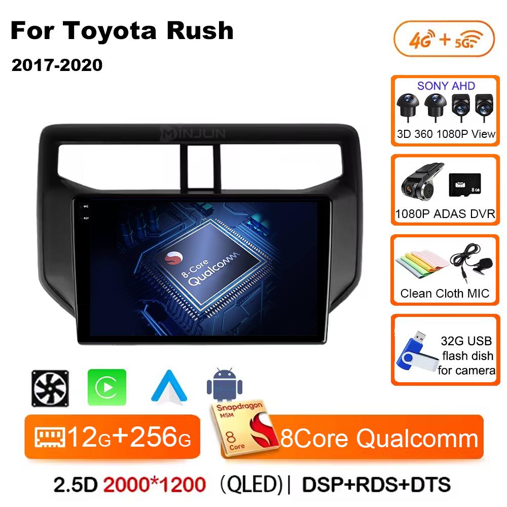 Android14 Car Radio For Toyota Rush Daihatsu Terios 2017 2018 2019 2020 Carplay Auto Player GPS Stereo WIFI+4G 360 Camera BT DSP