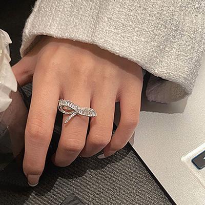 Persönlichkeit Süß Und Smart Schleife Zirkon Öffnend Verstellbarer Ring Französisch Schlichtes Temperament Sanfter Zeigefingerring
