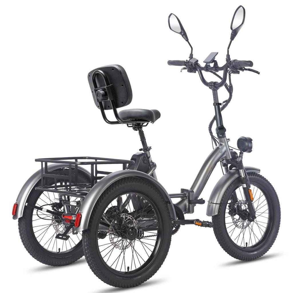 FAFREES F20 Mate L2E-P certified,20x3.0" folding electric cargo tricycle,48V 23.45ah,500W,3 riding modes,maximum assisted range of up to 125km.