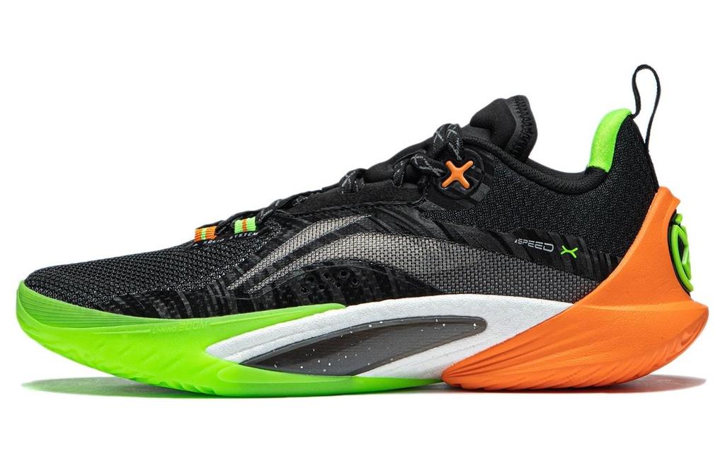 Li Ning Speed 10 Basketball Shoes Men's Low Top Black Green Orange ABAT085-2