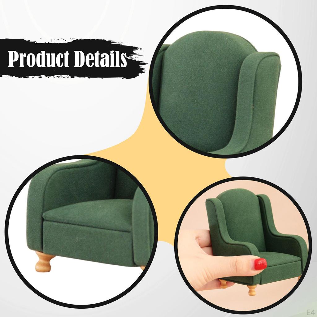 Boneca Sofá Miniatura Poltrona Sofá Mini Cadeira de Acento Retrô Americano Vintage Tecido Modelo de Mobiliário