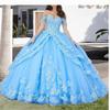 High-end Heavy Industry One-word Shoulder Light Wedding Dress Blue Fugitive Princess Tutu Dress Light Luxury Evening Dress