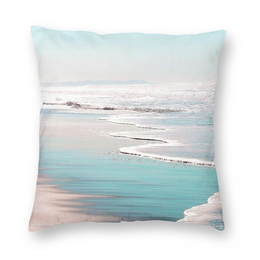 The Beach Ocean Wave Square Pillowcase Polyester Linen Velvet Pattern Zip Decor Bed Cushion Cover