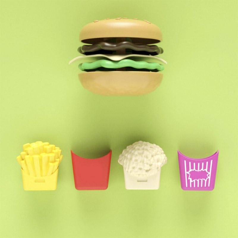9 PCS Set Mini Detachable Plastic Snack Hamburger Pretend Toys Kids Kitchen Play House Food Educational Toys for Girls Boys