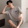 Pajamas Men's Summer Cotton Short Sleeve Shorts Thin Solid Color Teen Large Size Sports Can Wear Dad's Loungewear