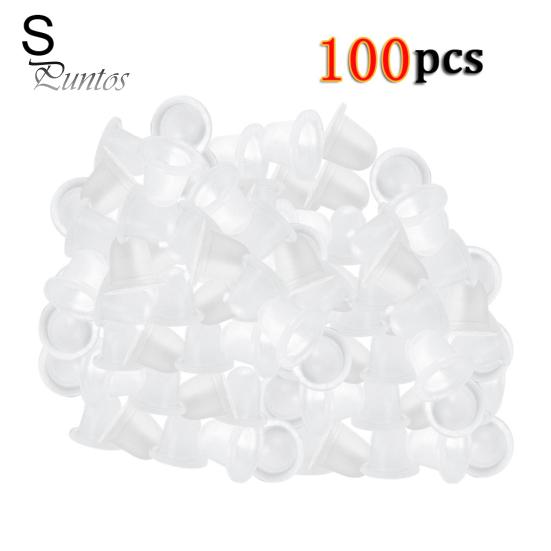 100 Uds. Soporte de tinta de silicona suave tatuaje maquillaje semipermanente tazas de pigmento tapas