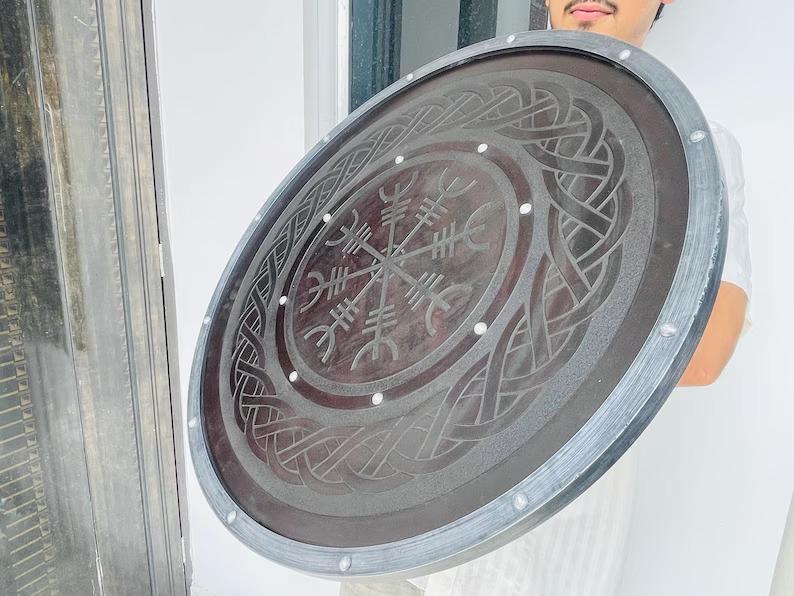 Viking Vegvisir Round Shield for Battle and Display