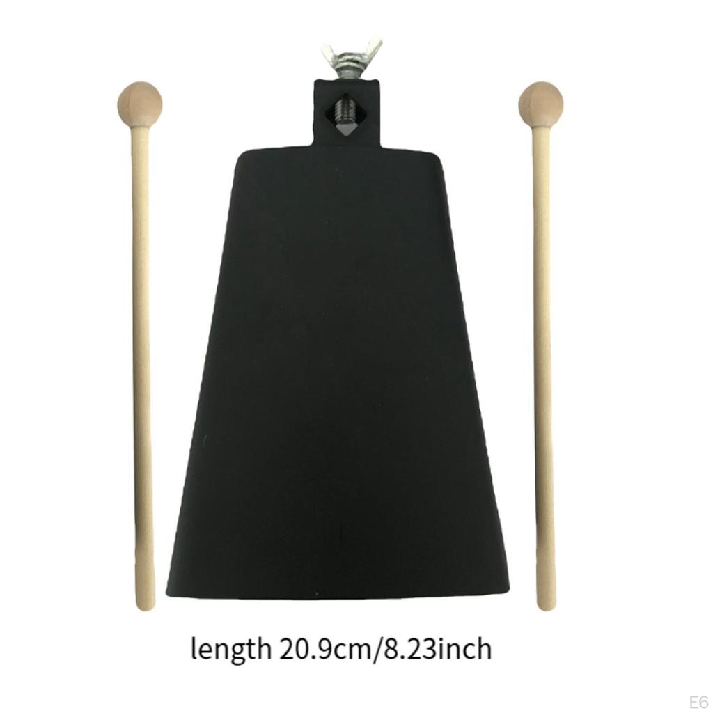 Iron Cowbell with 2 Sticks Hand Percussion Music Portable Instrument for