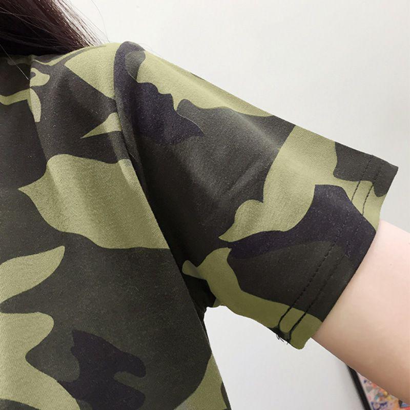 Dámské léto Ležérní svetrové tričko s kulatým výstřihem a potiskem s krátkým rukávem