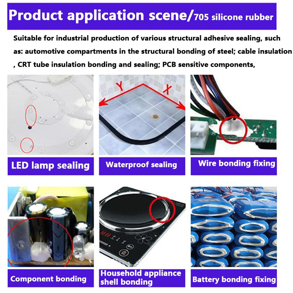 705 Soft Adhesive Silicone Rubber High Temperature Resistant Waterproof Sealing Insulation Gel Electronic Components Adhesive