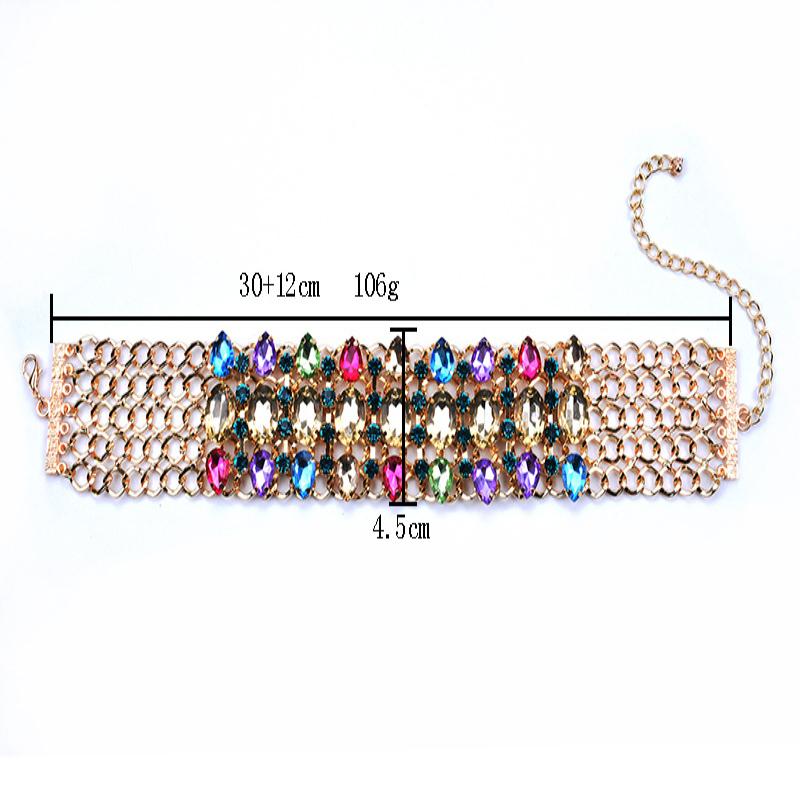Collar Gargantilla de Gota de Agua Colorida con Diamantes Completos, Accesorio Exagerado de Declaración para Conjunto de Ropa de Mujer