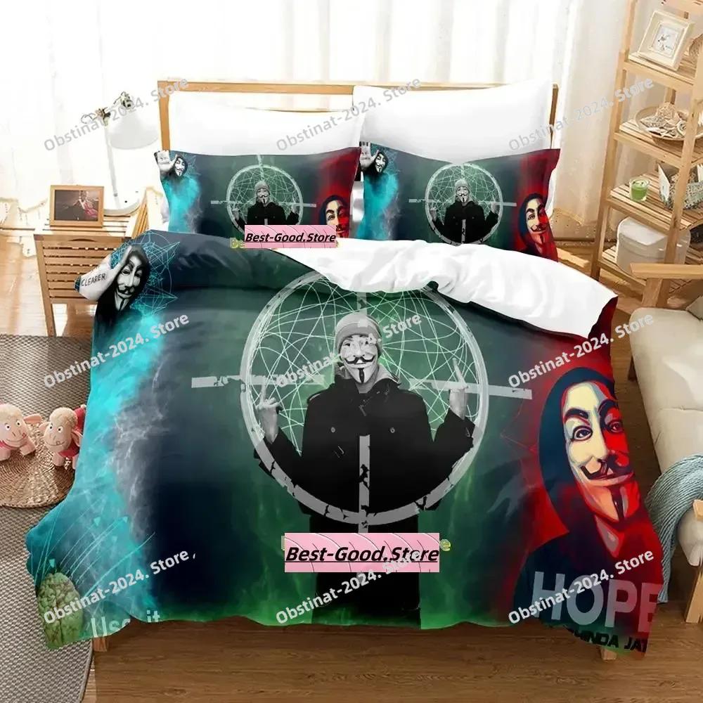 New Personality Technology Anonymous Bedding Set Single Twin Full Queen King Size Bed Set Adult Kid Bedroom Duvetcover Sets