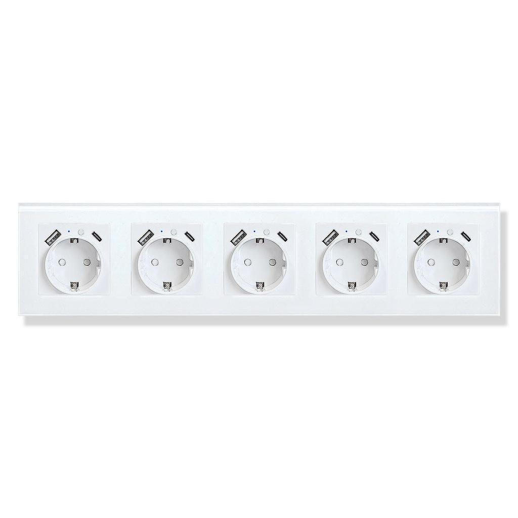 Model 153 Smart WiFi Wall Socket with Tempered Glass Panel - Alice Voice App Compatible